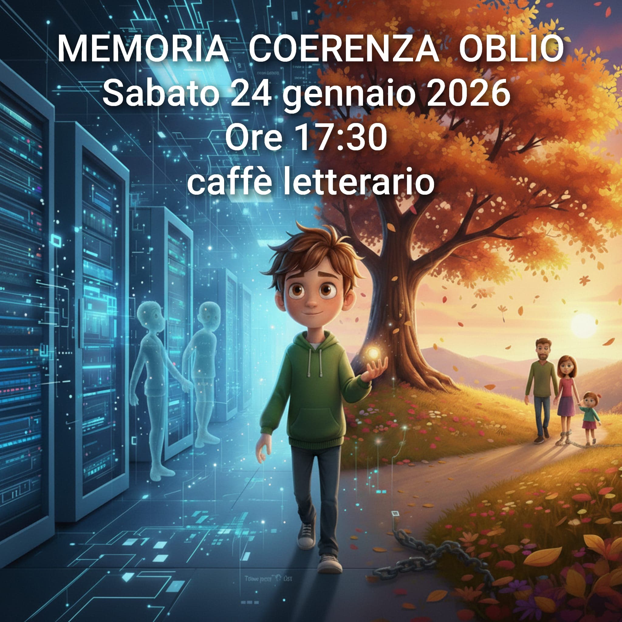 Locandina dell'incontro Memoria, coerenza, oblio