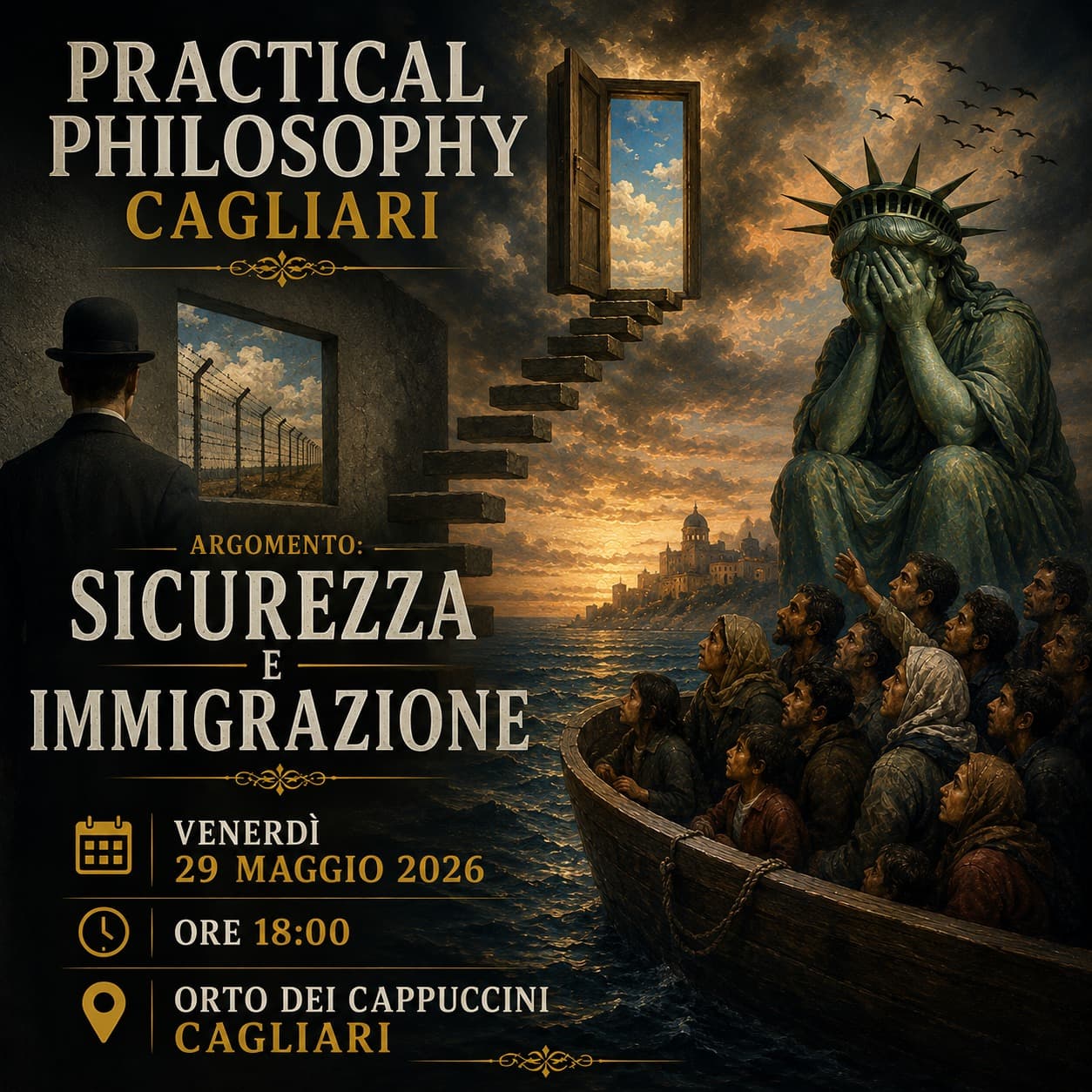 Locandina dell'incontro Sicurezza e immigrazione