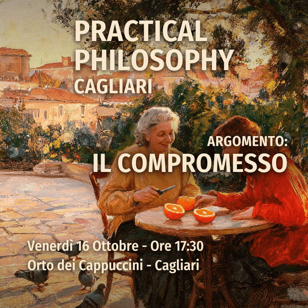 Locandina dell'incontro "Il compromesso": illustrazione in stile impressionista