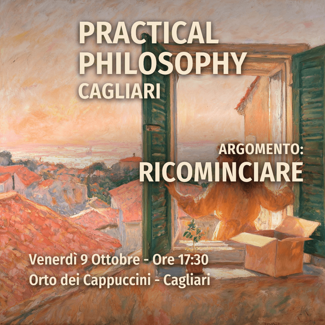 Locandina dell'incontro "Ricominciare": illustrazione in stile impressionista